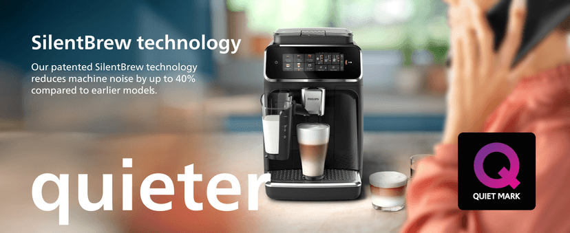 PHILIPS Series 3300 Fully Automatic Espresso Coffee Machine - 6 Hot & Iced Drinks, LatteGo Milk System, 40% Quieter SilentBrew, Ceramic Grinder, Aquaclean Filter, Glossy Black (EP3341/50)