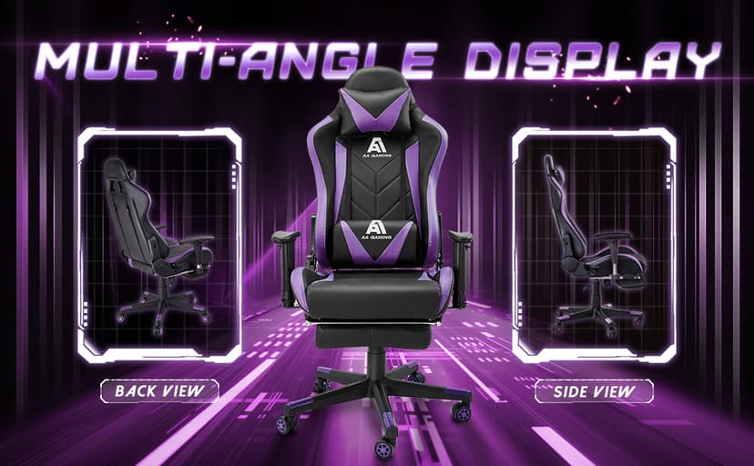 Gaming Chair High Back Ergonomic Computer Racing Chair Adjustable Office Chair with Footrest, Lumbar Support Swivel Chair - Upgraded Version BlackPurple
