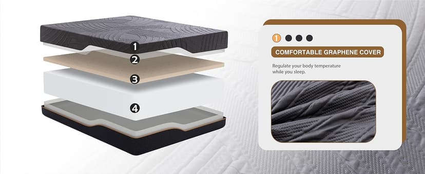 14 Inch Queen Size Memory Foam Mattress in a Box, Copper-Infused Aerofusion Foam & Cooling Fabric Cover, Firm Queen Mattress, Fiberglass-Free, CertiPUR-US Certified, 60”x80”x14”