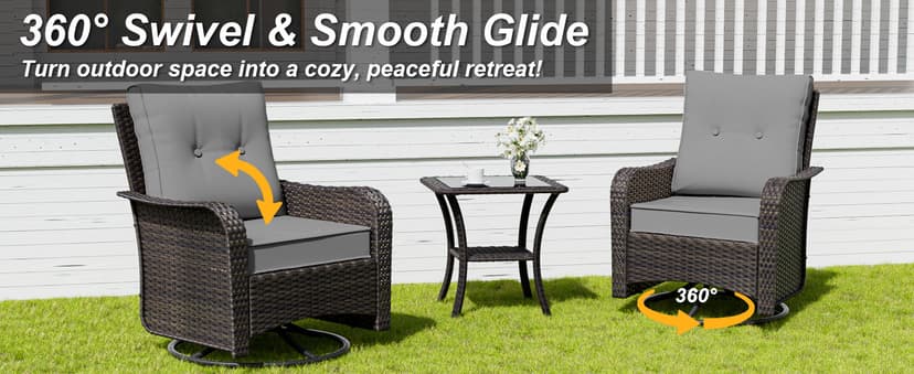 10 Pieces Patio Furniture Set with 2 Swivel Chairs Patio Furniture Outdoor Sectional Sofas with 55000 Gas Fire Pit Patio Conversation Set w/7 Cushions-Gary