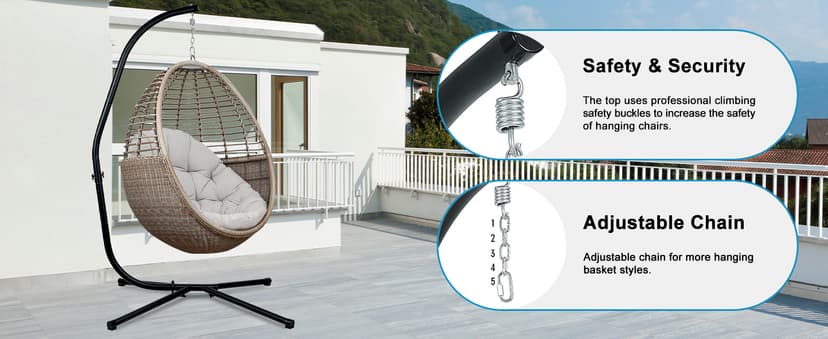 BPS Hammock Steel Stand Only C-Stand for Hanging Hammock Chairs - 300 Pound Capacity