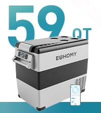 EUHOMY 12 Volt Refrigerator, 69QT Electric Cooler Powered by SECOP, Dual Zone Car Refrigerator -4℉~68℉, 12V Fridge 12/24V DC 110-240V AC, Portable Freezer for Camping, Travel, Boat