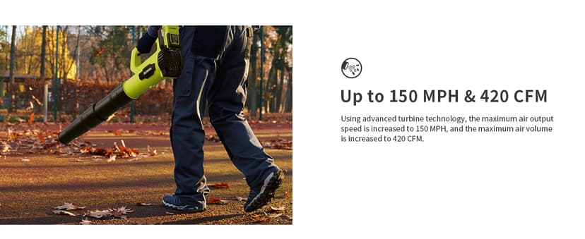 Leaf Blower, 21V Cordless Electric Blower with 2 2.0Ah Batteries and 1 Hour Fast Charger, Lightweight Leaf Blower for Patio Cleaning, Lawn Care, Blowing Fallen Leaves and Dust, etc.