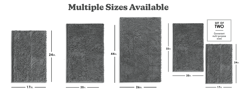 Hearth & Harbor Bathroom Rugs Sets 2 Piece, Chenille Bath Mat Set - Machine Washable Bath Mats for Bathroom Non-Slip Backing Rubber Quick Dry Bathroom Mat - Navy Bath Rug, 17x24-20x32