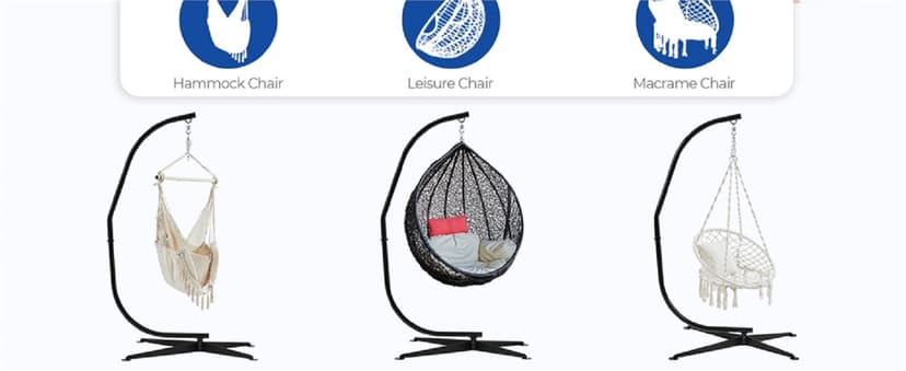 Yaheetech Hammock Chair Stand, C-Stand for Hanging Hammock Chair w/Buckle & S-Shaped Hook - Free Rotation C-Stand Hammock Stand for Hanging Chairs, Swings, Max.Weight Capacity 300Lb