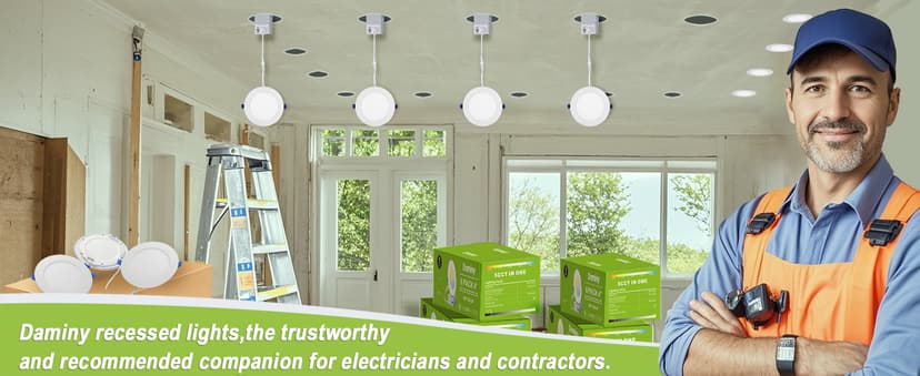 DAMINY 24 Pack 6 Inch LED Recessed Lighting with Junction Box,5CCT,Ultra-Thin Recessed Light,11W 1100lm, Dimmable Canless Wafer Ceiling Light, High Brightness - ETL