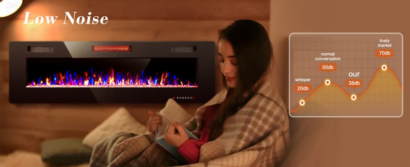 60" Electric Fireplace in-Wall Recessed and Wall Mounted 1500W Fireplace Heater and Linear Fireplace with Timer/Multicolor Flames/Touch Screen/Remote Control