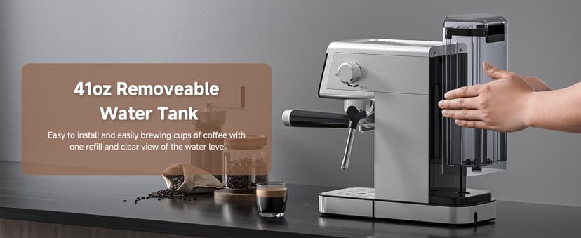 AMZCHEF Espresso Machines with LED Touch screen, Espresso Coffee machine Equip 20Bar Pressure System, Cappuccino Machine, Compact Latte Machine for Home Gifts,Silver