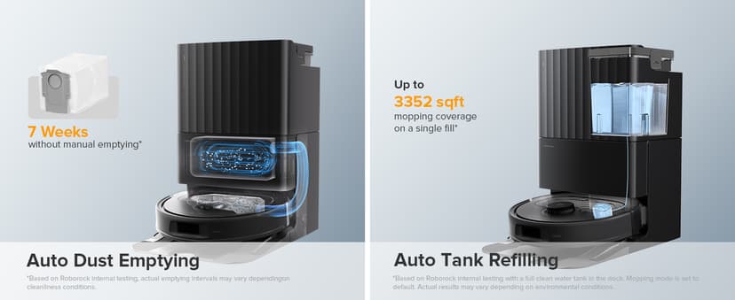 roborock Qrevo Series Robot Vacuum and Mop, 8000Pa Suction, Upgraded from Qrevo S, Anti-Tangle Brushes, Smart Obstacle Avoidance, Auto Mop Washing, All-in-One Dock, 200RPM Spinning Mops, Black(QV 35A)