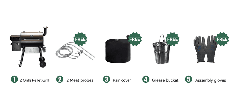 Z GRILLS Wood Pellet Grill Smoker with PID 2.1 Controller, 704 Cooking Area, Meat Probes, Rain Cover for Outdoor BBQ, 7002C