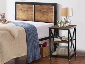 End Tables Living Room Set of 2, 16" D x 16" W x 24" H, Indoor End Tables Living Room with Storage Shelf, Square End Table Set of 2, X-Shaped Night Stands for Bedroom, Farmhouse Wood Side Tables