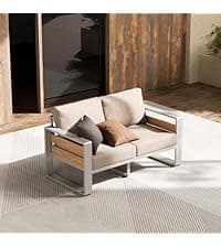 ZANDOR Outdoor Aluminum Patio Furniture - 1 Pcs 3-Seat, All-Weather Metal Modern Outside Sofa with Washable Thick Cushion for Garden/Backyard/Porch, Grey