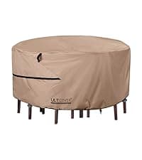 ULTCOVER Rectangular Patio Heavy Duty Table Cover - 600D Tough Canvas Waterproof Outdoor Dining Table and Chairs General Purpose Furniture Cover Size 111L x 74W x 28H inch