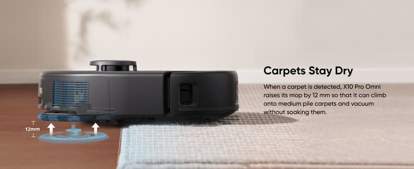 eufy X10 Pro Omni Robot Vacuum and Mop Combo, 8,000 Pa Suction, Dual Mops with 12 mm Auto-Lift and Carpet Detection, AI Obstacle Avoidance, Auto Mop Washing, Auto Drying, Self-Emptying, Self-Refilling