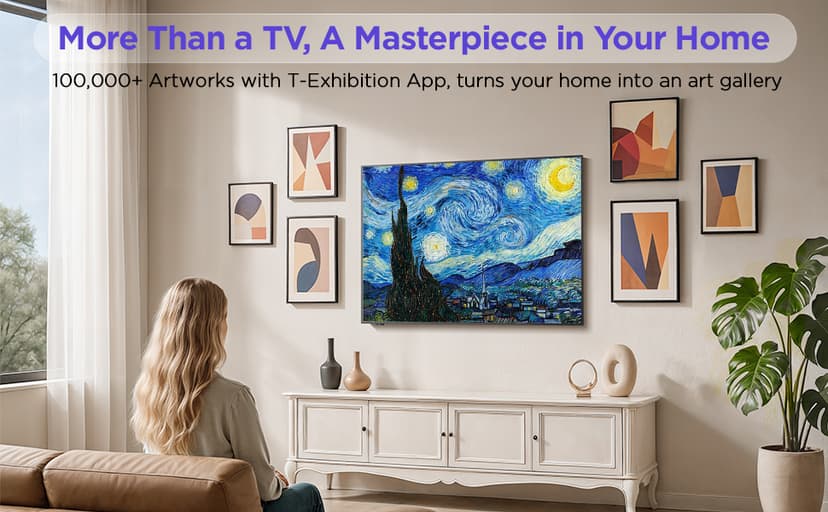 55-Inch Class QLED 4K Smart TV, Ultra-Slim Design Picture TV, 144Hz, HDR, Art Mode w/AI Art, Wide Color Gamut, Dolby Vision IQ, Dolby Atmos, Google Assistant Voice Remote(55F75, 2025 Model)