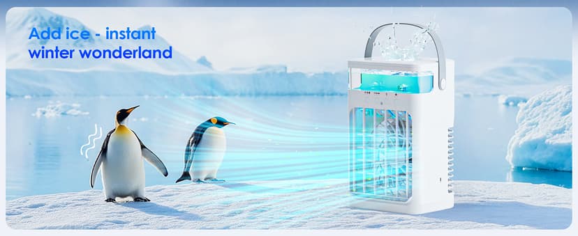 Portable Air Conditioners,Air Conditioner,Ac Unit with 1500ML Water Tank,2 Spray Ports,3 Wind Speeds,3 Timers,10 kinds of Colorful Lights,Portable Ac Units for Room Camping Car Office