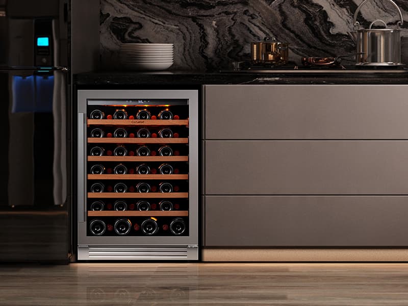 24 Inch Wine Fridge, 54 Bottle Wine Cooler Refrigerator, 40-65°F Wine Refrigerator Glass Door, 3 LED Wine Fridge, Built-in or Freestanding Wine Fridge for Home/Bar/Kitchen (5.65 cu.ft)