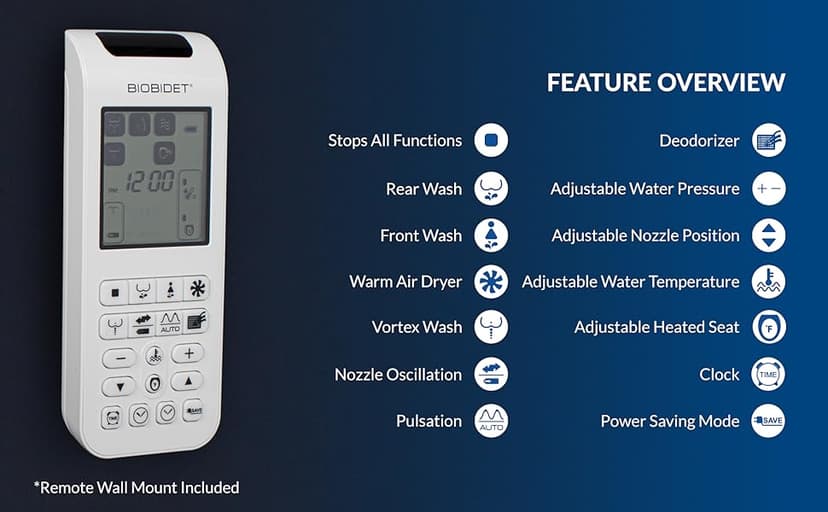 Bio Bidet BB2000 Bliss Electric Bidet Toilet Seat, Warm Water with Air Dryer, Heated Seat with Sensor and Slow Close Lid, Night Light, Remote Control, Elongated, White