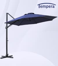 Tempera Patio Market Outdoor Table Umbrella with Auto Tilt and Crank,Large Sun Umbrella with Sturdy Pole&Fade resistant canopy,Easy to set