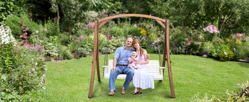 VINGLI Upgraded Patio Wooden Porch Swing for Courtyard & Garden, Heavy Duty 880 LBS Swing Chair Bench with Hanging Chains for Outdoors (5 FT, White)