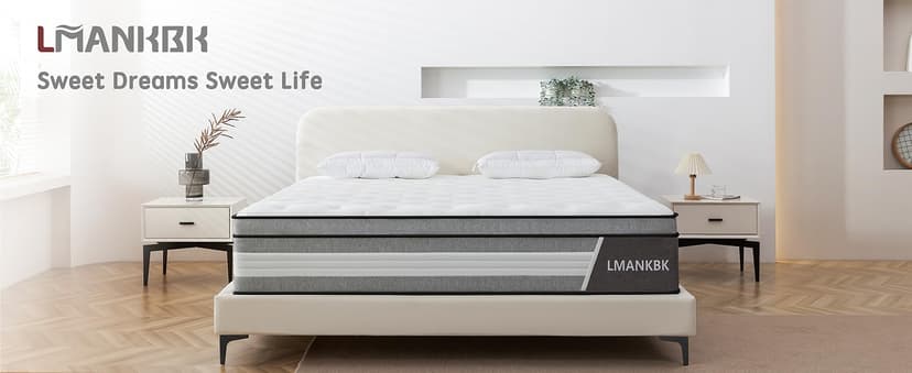 Queen Mattress, 14 Inch Innerspring Hybrid Mattresses in a Box with Gel Memory Foam, Individually Wrapped Encased Coil Pocket Spring Mattress, Pressure Relief, Medium Firm Support,60"*80"*14"…