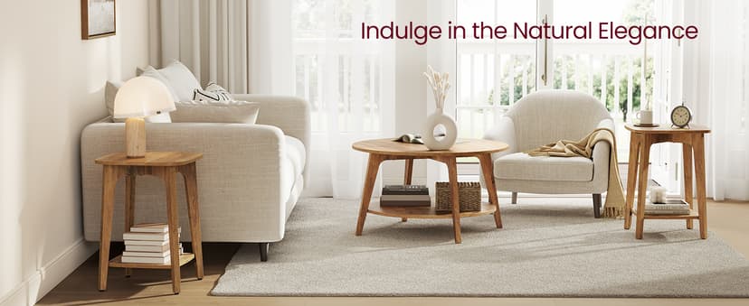 VASAGLE MAEZO Collection - Side Table, 2-Tier Small Square End Table, Nightstand with Tapered Legs, Curved Transitions, for Small Spaces, Living Room, Bedroom, Honey Brown ULET236K01