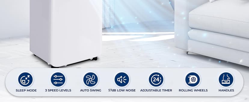 SereneLife Small Air Conditioner Portable 10,000 BTU with Built-in Dehumidifier - Portable AC unit for rooms up to 450 sq ft - WiFi app + Remote Control, Window Mount Exhaust Kit