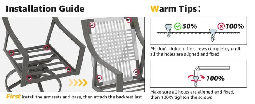 NATURAL EXPRESSIONS 5-Piece Outdoor Patio Dining Set, 4pcs Patio Swivel Rocking Chairs and 38’’ Round Dining Table with 1.65’’ Umbrella Hole