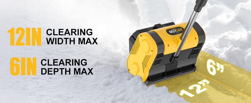 Cordless Electric Snow Shovel, Brushless 12-Inch Width | 6-Inch Depth Snow Blower, Lightweight Snow Thrower Machine, Efficient Snow Removal with Battery and Charger, 2 Batteries