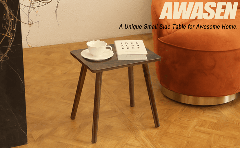AWASEN Side Table, Small Wood End Table Living Room, Mini Bed Side Table Modern Accent Nightstand with Solid Wood for Bedroom Office Small Spaces, Rustic Brown