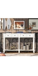 Solid Wood Console Table Entryway Table with Storage Drawers and Bottom Shelf Sofa Table for Entry Hallway Foyer Sofa Couch Table,Fully Assembled (48.8" Brown)