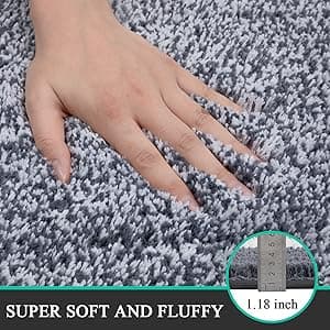 Pauwer Bathroom Rug Mat Set 3 Piece, Microfiber Shaggy Bath Set, Non-Slip Ultra Soft Carpet Mats, Absorbent with U-Shaped Toilet for Bathroom, Tub, Shower, Dark Grey