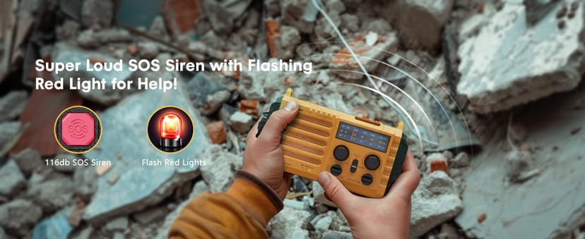 Raynic Weather Radio, 5000mAh/18500mWh NOAA Weather Radio, Solar Hand Crank Emergency Radio with AM/FM/SW/NOAA Weather Alert, Flashlight, Reading Lamp, Cell Phone Charger and SOS Siren
