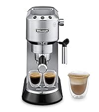 De'Longhi Dedica Maestro Plus Espresso Machine, Automatic Steam Wand, 3 Coffee Temp & Milk Foam Settings, 54oz Removable Tank, Easy-to-Clean Dishwasher-Safe Parts, Compact Stainless Steel Design