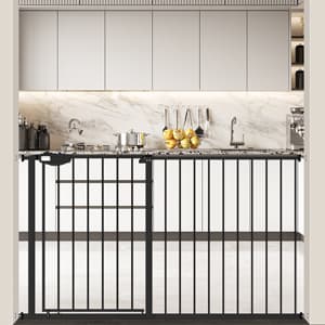 WAOWAO Triple Lock Baby Gate Extra Wide 67.32-72.04" Pressure Mounted Walk Through Swing Auto Close Safety Black Metal Dog Pet Puppy Cat for Stairs,Doorways,Kitchen