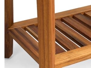 Premium 22" Teak Shower Bench with Handles, Waterproof Teak Shower Stool, Wooden Stool for Bathroom, Teak Wood Shower Bench Stool Seat Chair for Shower Storage Shelf, 300 Lbs Capacity