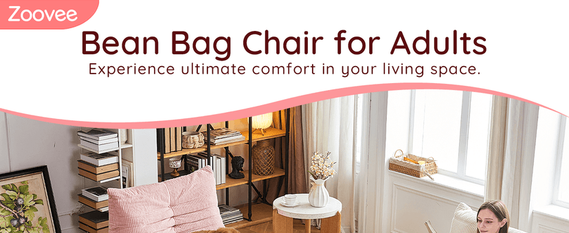 Bean Bag Chair for Adults - Large Bean Bag Chairs, Memory Foam Bean Bag with High-Rebound, Oversized Corduroy Boneless Chair, Lazy Floor Sofa for Reading Gaming Living Room Bedroom, Pink