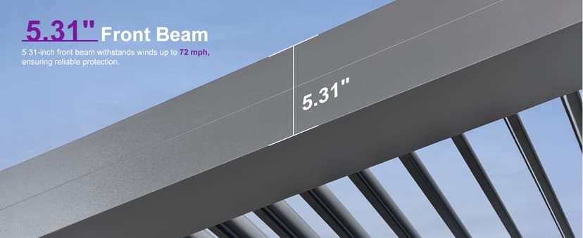 PURPLE LEAF Louvered Pergola 10' x 13' Outdoor Retractable Modern Hardtop Full Aluminum Pergola with Adjustable Rainproof Roof and 36 Clear LED String Lights for Patio Deck Backyard Slate Grey