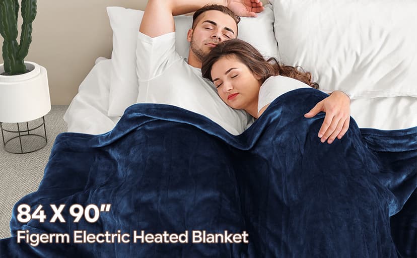 Electric Heated Blanket Queen Size 84" x 90" | 6 Heating Levels & 8h Auto Timer | Full Body Fast Heating and Ultra Soft Flannel, Machine Washable Bed Sofa Home Office Use, Blue