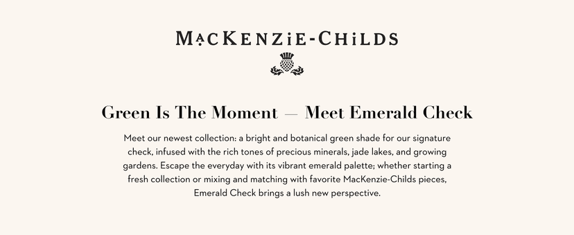 MACKENZIE-CHILDS Enamel Tea Kettle, Stylish Tea Kettle for Stovetop, Green-and-White Emerald Check, 2 Quarts