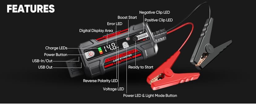 J400 Jump Starter with ConnectMax Tech, 2000A 12V Battery Jumper Starter Portable, Lithium Jump Box and Jump Pack for Up to 8.0-Liter Gas and 6.0-Liter Diesel Engines, Smart Digital Screen