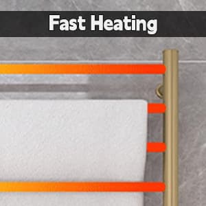 8 Bars Towel Warmer Rack, 23" Electric Wall Mounted Heated Towel Rack, Hot Towel Rails with Timer and Temperature Control for Bathroom, Brushed Gold