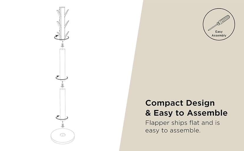 Umbra Flapper Coat Rack, Clothing Hanger, Umbrella Holder, and Hat Organizer, Great for Entryway, Black/Walnut (320361-048)