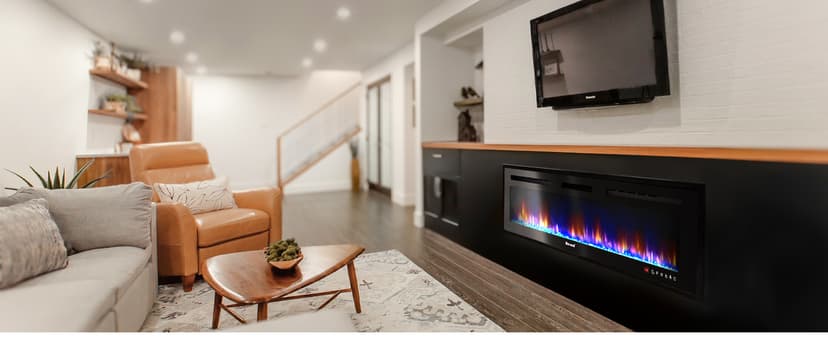 Electric Fireplace 60Inch,Wall Mounted Electric Fireplace Heater with Timer Inserts,TV Stand Touch Screen and Realistic Flame,Log Set,Crystal Flames 750 to 1500W,Remote for Living Room