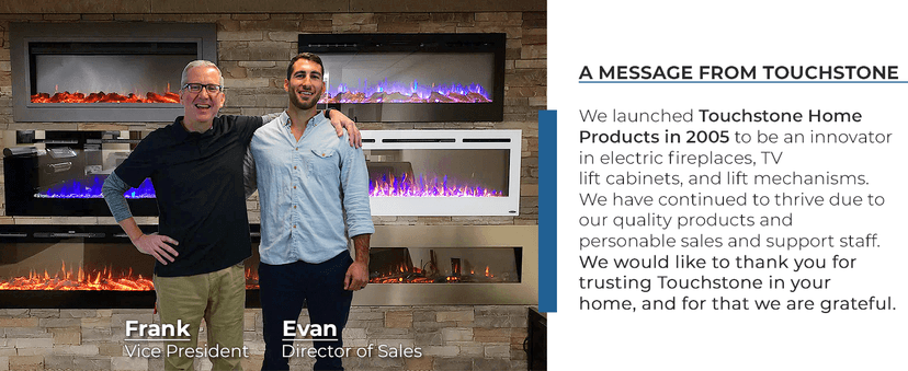 Touchstone Smart Electric Fireplace-The Forte 40" Recessed Mounted-30 Realistic Ember Color/Flame Options-1,500W Heater w/Thermostat-Black-Log & Crystal Hearth Options-Alexa/WiFi Enabled