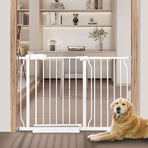 Extra Wide Baby Gate with Door Pressure Mounted 57.48-62.20 Inch,Child Baby Gates for Doorways No Drilling,Walk Through Dog Gate Indoor for The House Kitchen Stairs,White