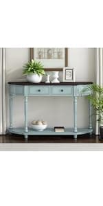 Solid Wood Console Table Entryway Table with Storage Drawers and Bottom Shelf Sofa Table for Entry Hallway Foyer Sofa Couch Table,Fully Assembled (48.8" Brown)