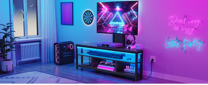 YITAHOME TV Stands for Living Room, Modern TV Stand for 65/70 inch TV, LED TV Entertainment Center with Storage & Power Outlets, TV Console Cabinet, Black