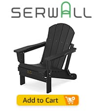 SERWALL HDPE Folding Adirondack Chair with Dual Cup Holder - Composite Adirondack Chair - Black