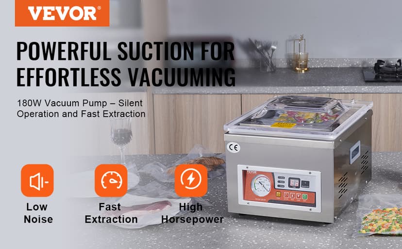 VEVOR Chamber Vacuum Sealer, DZ-260A 6.5 cbm/h Pump Rate, Excellent Sealing Effect with Automatic Control, 110V/60Hz Professional Foods Packaging Machine Used for Fresh Meats (260W)